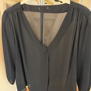 Sheer V Neck Blouse Top